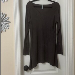 Ashley Blue Heathered Charcoal Long Sleeve Asymmetrical Hem Knit Dress Size L